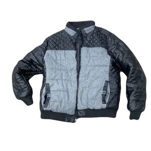 Quilted Two-Tone Men's Bomber Jacket - Black & Gray